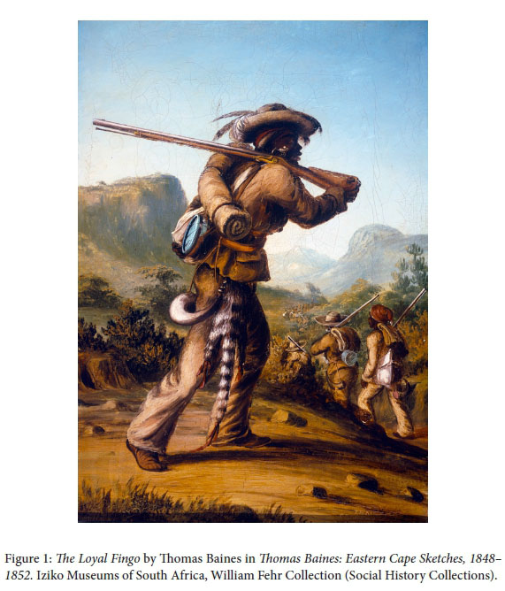 Painting of black Mfengu/Fingoe levy on Cape Eastern Frontier